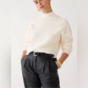J.Crew Ribbed Turtleneck Sweater Stretch Yarn in Cream